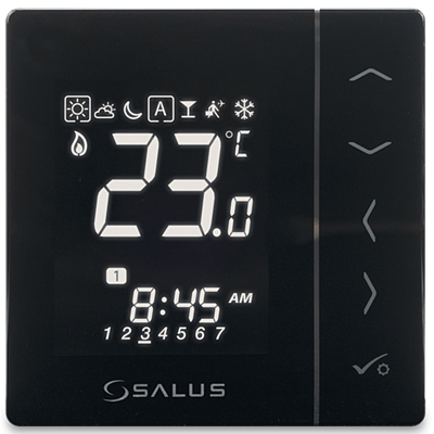 Digitální program. termostat 4v1, černý, 230V