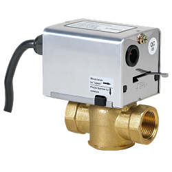 Motorický ventil s pomocnými kontakty a vratnou pružinou, dvoucestný